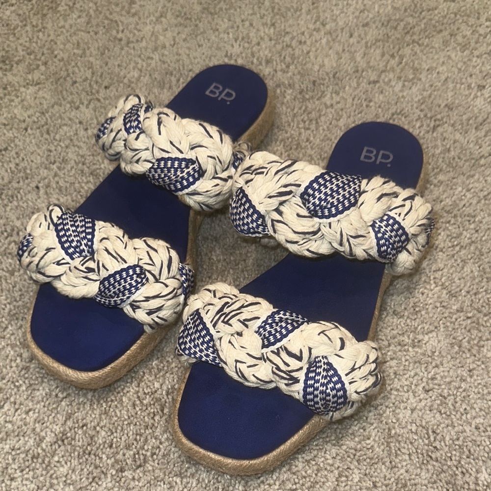 BP Women's Navy and Cream Braided Sandals